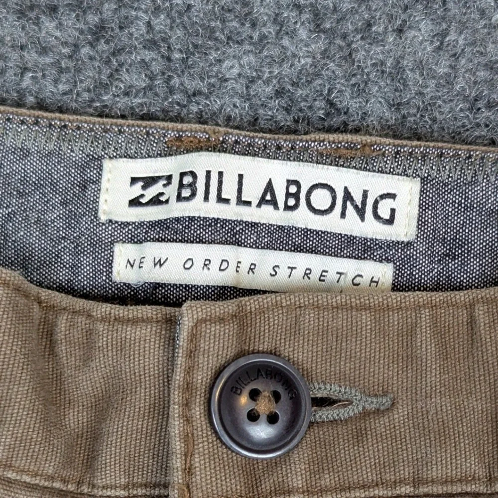 Billabong New Order Stretch Chino Shorts Brown Casual Surf Skate Mens 32 Cotton